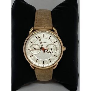 Fossil ES4021 Women's Brown Leather White Analog Dial Quartz Wrist Watch QB617